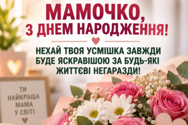 Креативне привітання з днем народження мамі відкритка
