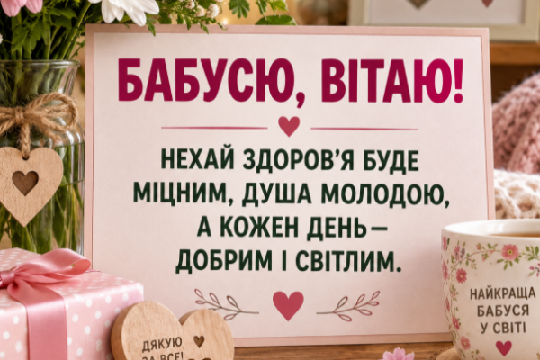 Креативне привітання з днем народження бабусі відкритка
